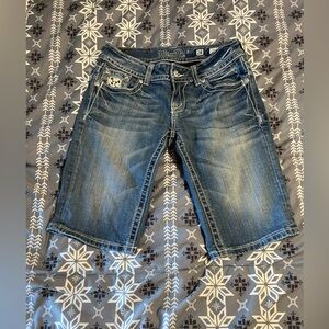 Miss Me Embroidered Denim Shorts